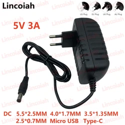 1pcs DC 5V 3A 3000MA Micro Usb Ac/dc Power Supply Adapter EU US AU UK Plug Charger 5 V Volt For Raspberry Pi Zero Tablet Pc