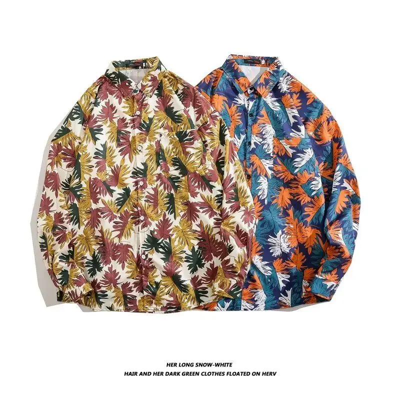 

Loose Long Sve Floral Print irt ex Spring Autumn Vintage Lazy Versatile Hong Kong Sle Trendy Loose Small Han...