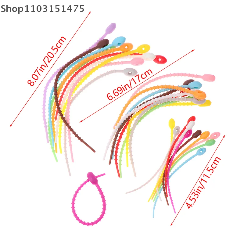 10Pcs Cute Candy Color Silicone Reusable Bag Ties Twist Wire Fasten Cable Zip Tie Headset Data Line Universal Lanyard Strap