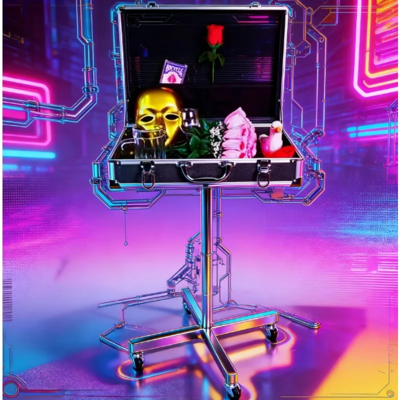 

Fine Black Aluminum Box Magic Table Roller Type Stainless Steel Stents Magic Tricks Magician Stage Accessories Gimmick Props