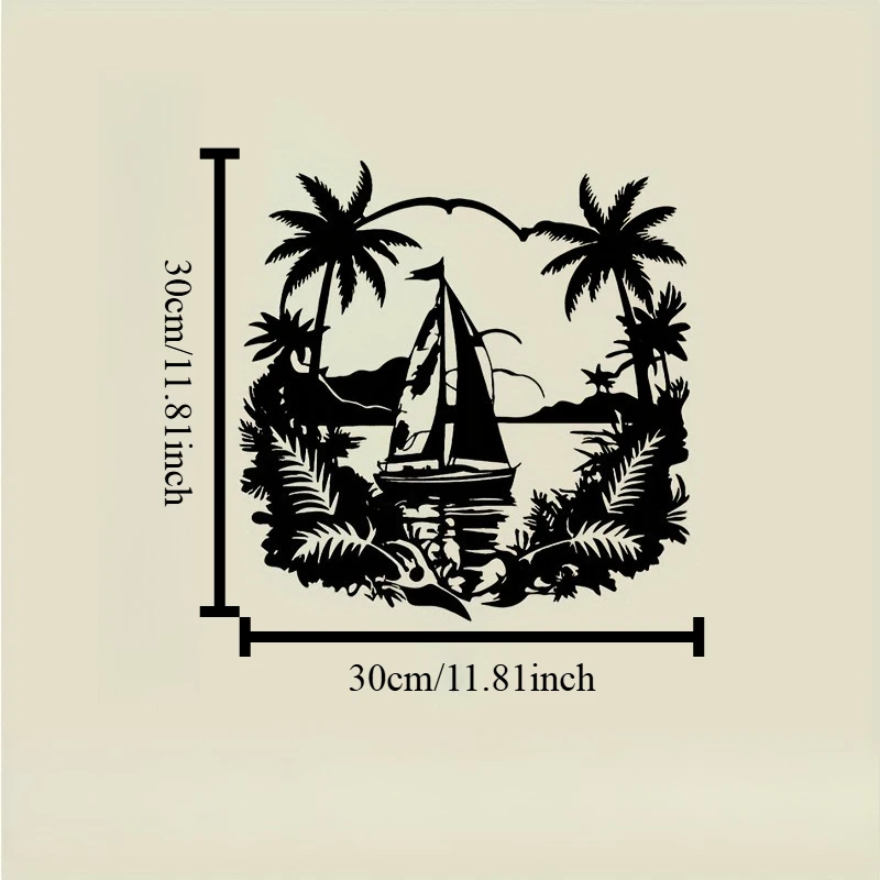 1pc Ocean Sailboat Metal Wall Art, Nautical Decor Indoor Outdoor, Gift for Valentine & Wedding