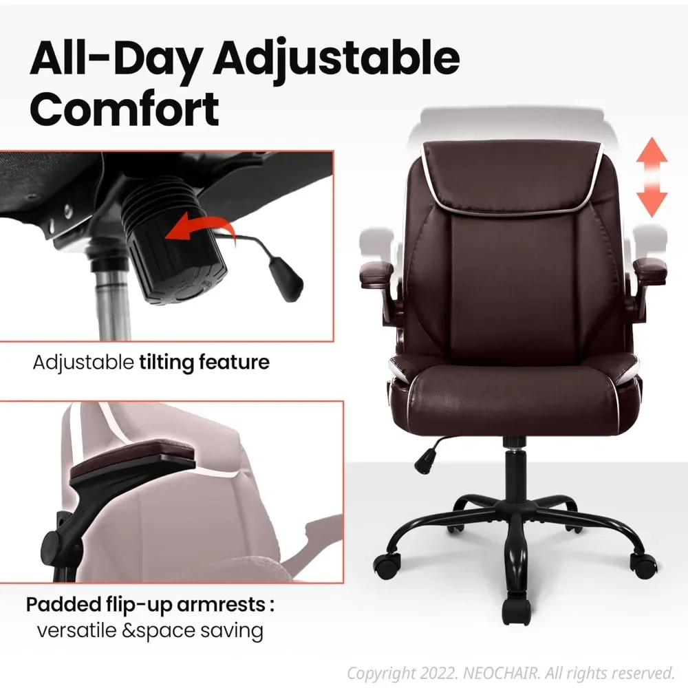 Office Chair Adjustable Desk Chair Mid Back Executive Comfortable PU Leather Ergonomic Gaming Back Support Home Computer