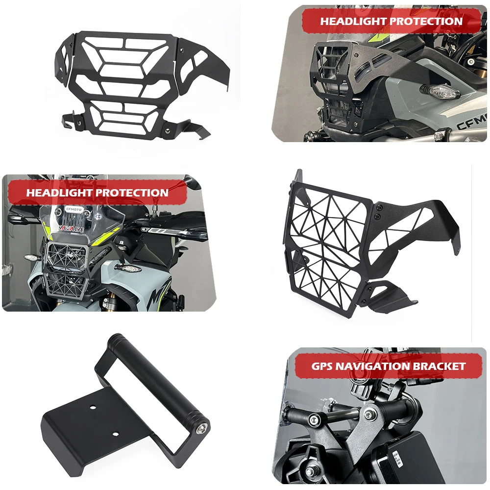 For CFMOTO 450MT MT450 2024-2026 License Plate Bracket Headlight Guard Axle Wheel Crash Sliders Handguard Motorcycle Accessories