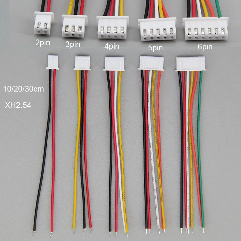 5pcs 10cm 20cm 30cm ST XH2.54 2.54mm 2 3 4 5 6 PIN male Wire cable Connector  plug Socket for led strip power cable cord lead M2