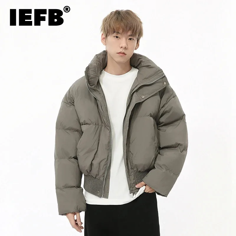 IEFB New Autumn Men\'s Padded Jacket Casual Zipper Solid Color Stand Collar Short Male Coats Korean Style Fashion 2024 9C7855