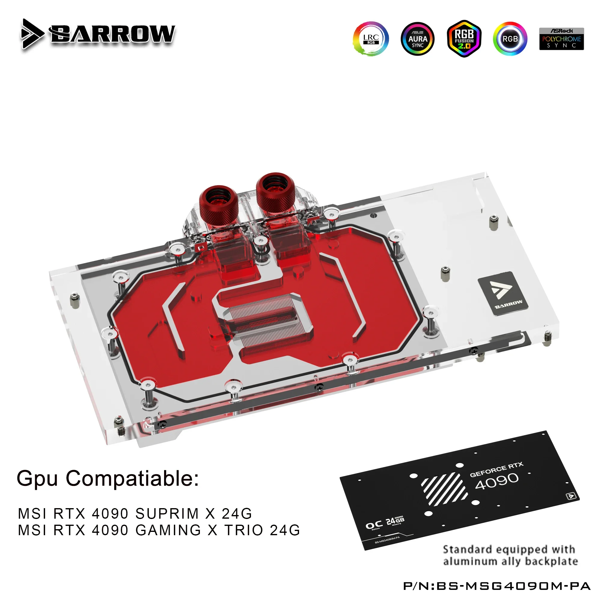 

Barrow GPU Water Cooling Block,For MSI RTX 4090 GAMING X TRIO 24G/SUPRIM X 24G Card Cooler with Backplate,Bracket,BS-MSG4090M-PA