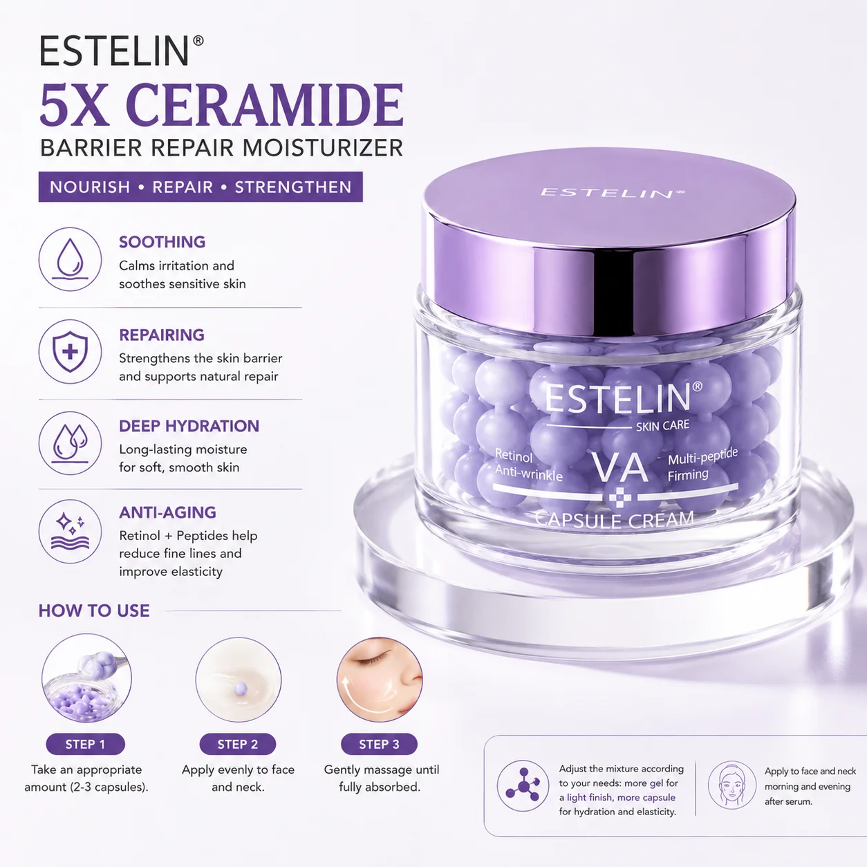 DR·Rashel Centella Ceramid Beruhigende, Barrierestärkende, Langzeit-Hydratisierende, Feuchtigkeitsspendende und Aufhellende Gesichtscreme – Detail 6