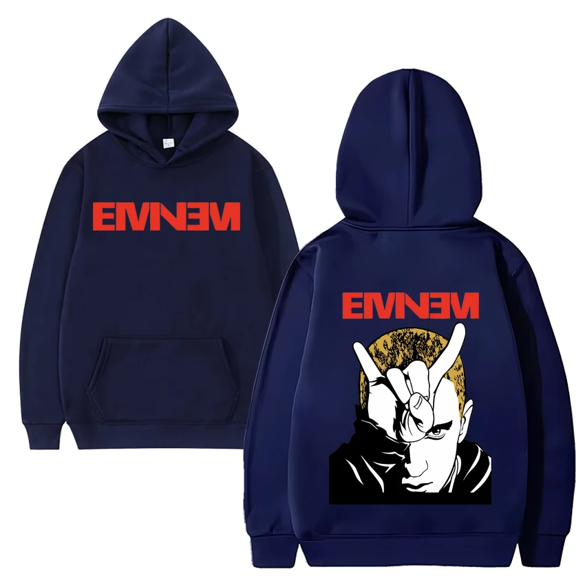 Hot Rapper Eminem Double Sided Printed Hoodie Men Women vintage Hip Hop streetwear Unisex Oversized Fleece Long sleeve pullovers