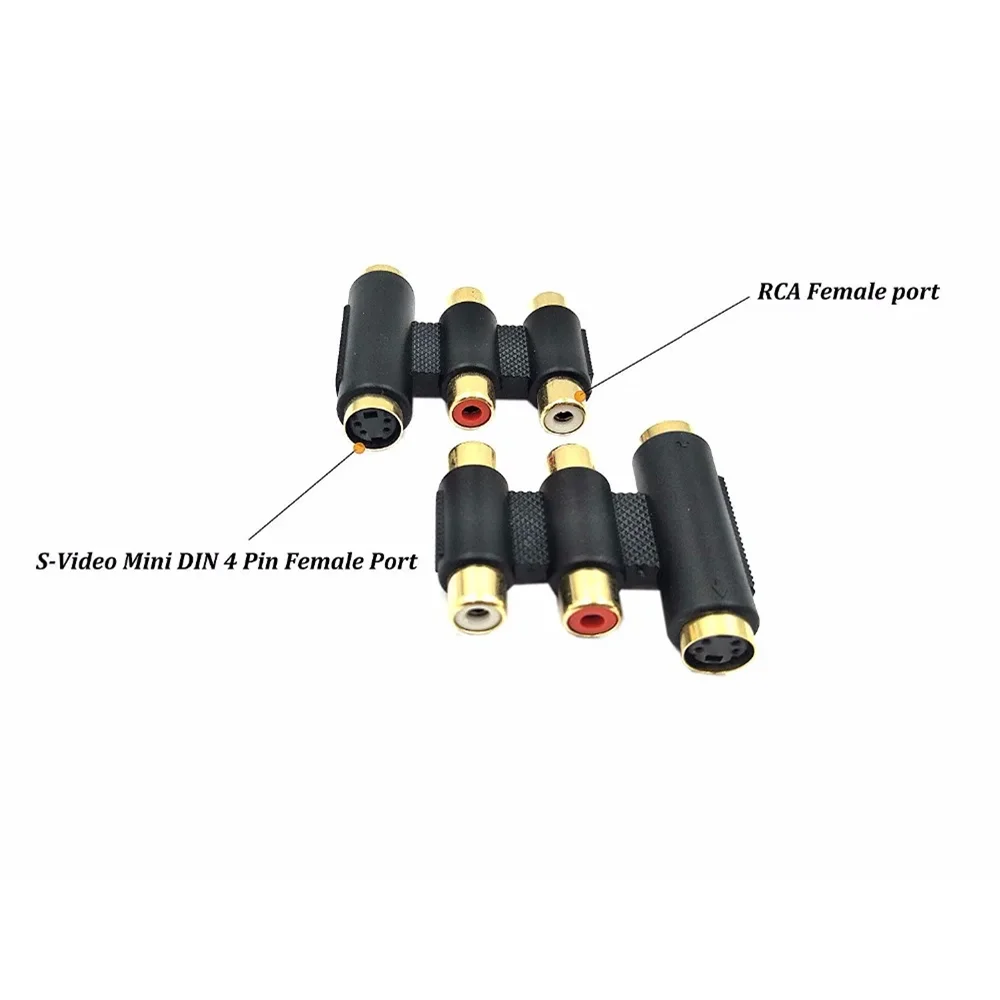 2-RCA & S-VHS Jack Cắm để 2-RCA & S-VHS Jack Cắm Coupler, s-Video Mini DIN 4-Pin Nữ để Nữ Adapter, RCA Nữ để S-Video