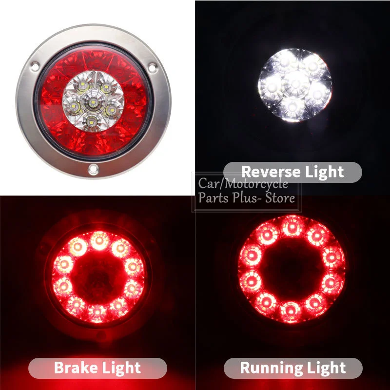 1/2/4x Round LED Tail Light 12V/24V Truck Brake Stop Light Turn Reverse Signal Trailer Led Rear Tail Light Car Turn Signal Light