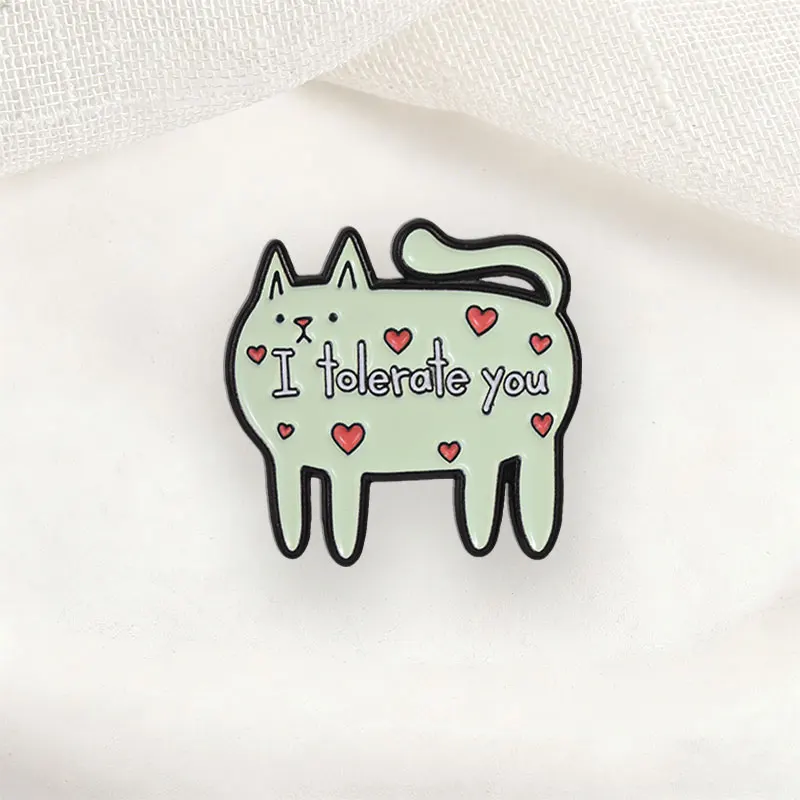 "I toleriere dich" Emaille-Abzeichen, Herz-Heilende Katzen-Muster-Pin, Lustiger Slogan, Deko-Brosche, Accessoire, Geschenk für Katzenliebhaber – Detail 6