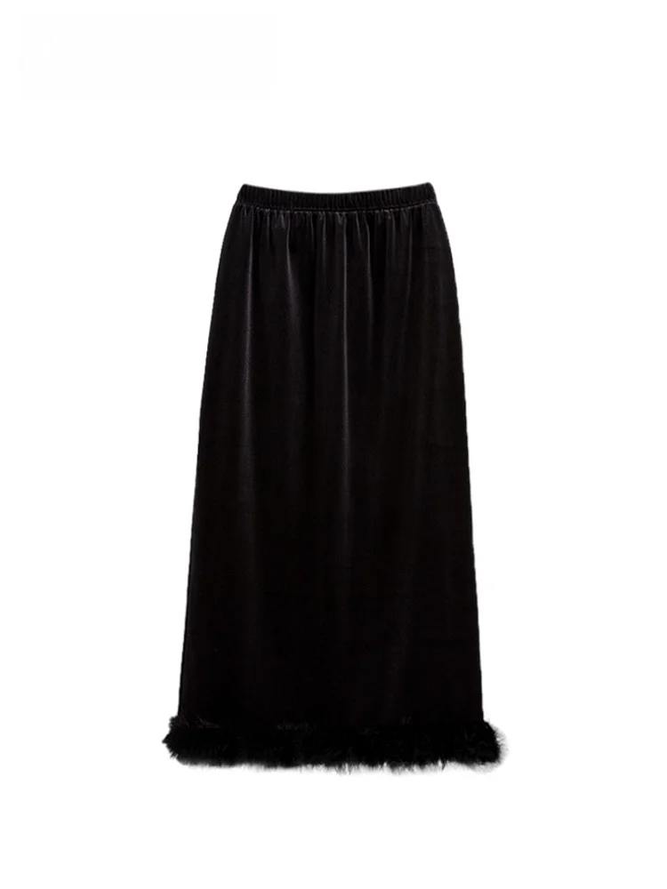 

CaraCLUB плюс размер, черная шерстяная юбка, женская модная осенне-зимняя новая утягивающая юбка Ele для пригородных поездок