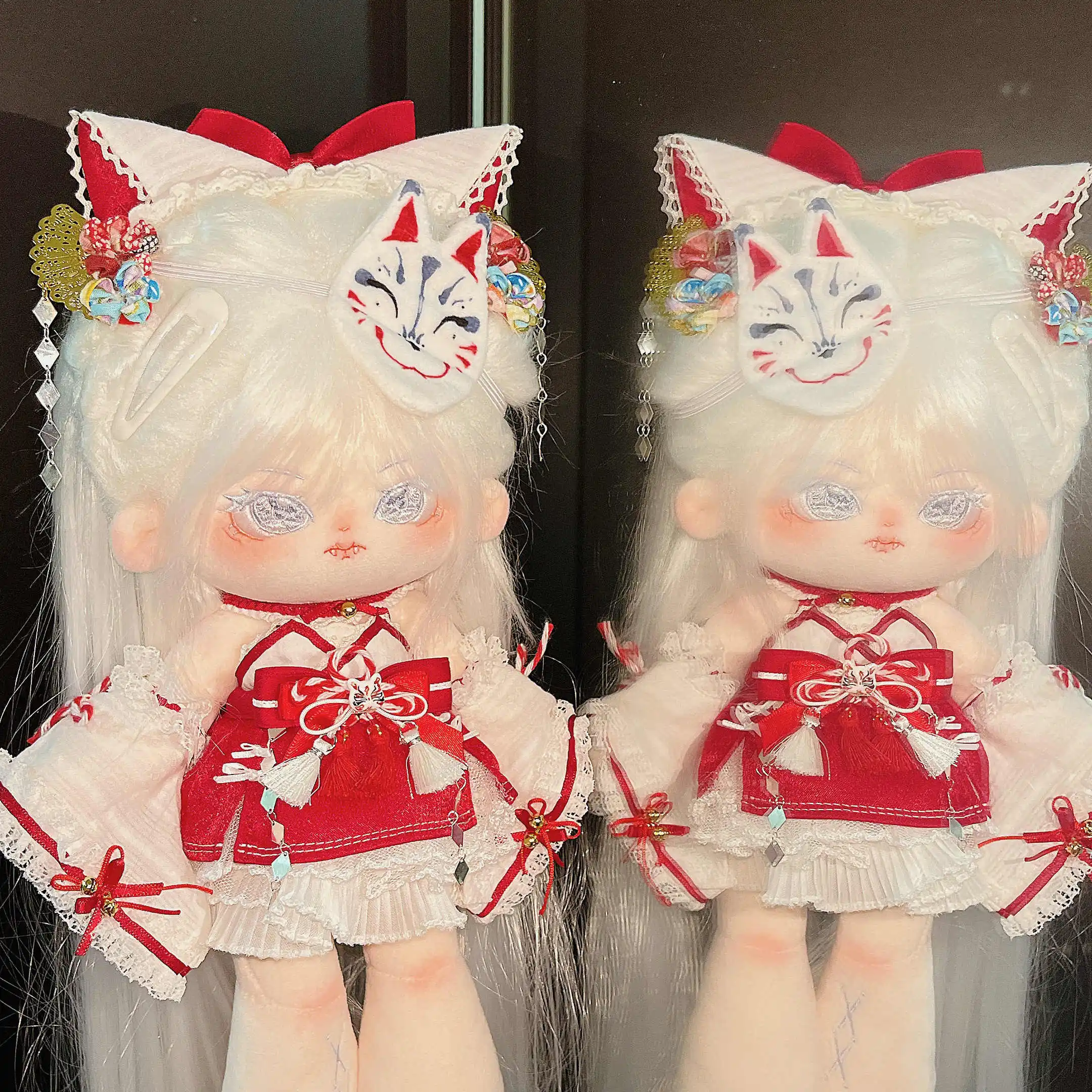 Vêtements de beurre Kimono, masque d'épingle à cheveux, jupe à grand nœud, costume imbibé de peluches en peluche, accessoires de beurre, jouet anime pour enfants, cadeau, 20cm