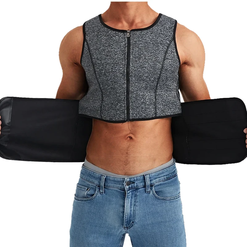 Men Waist Trainer Slimming Vest Sauna Sweat Compression Workout Shirts Fat Burner Stomach Slim Body Shaper Weight Loss Suit