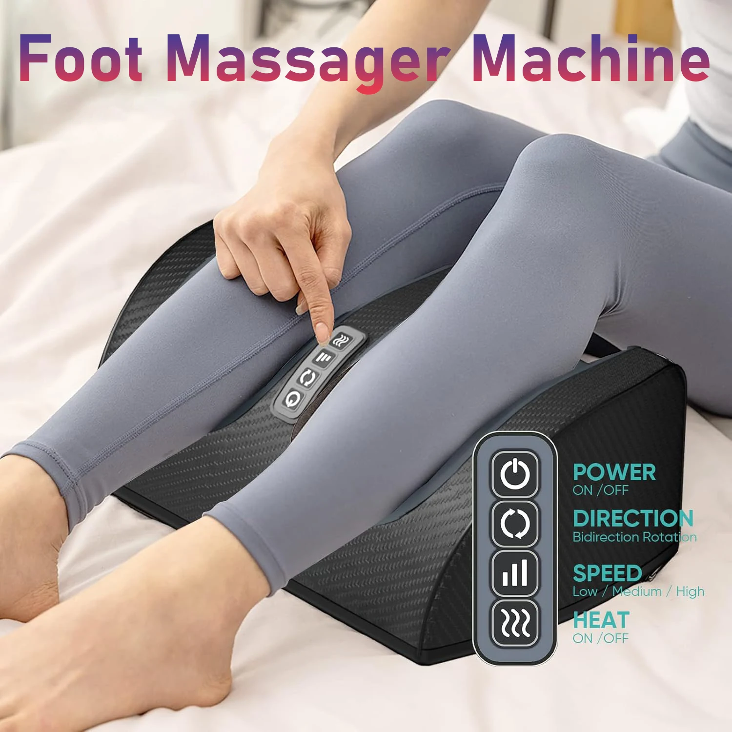 

Electric Foot Massager Machine Heating Therapy Shiatsu Kneading Stimulator Massager for Calf Leg Foot Spa Relaxation Treatment