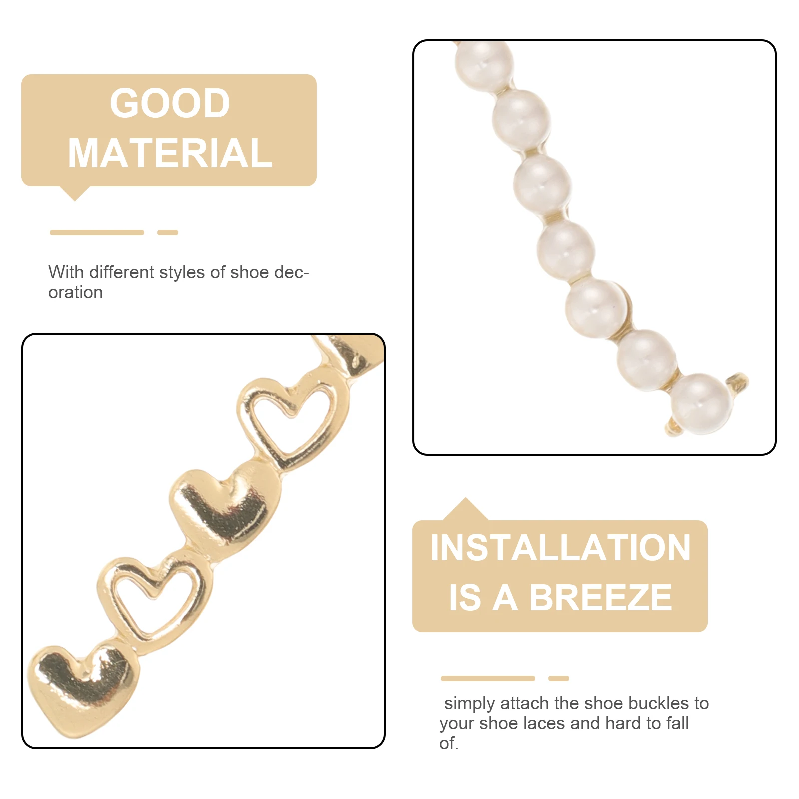 

4pcs Metal Shoe Buckle Decorations Shoelace Charms Pearl Heart Gemstone Flower Gold Color Shoe Jewelry Accessories Sneakers