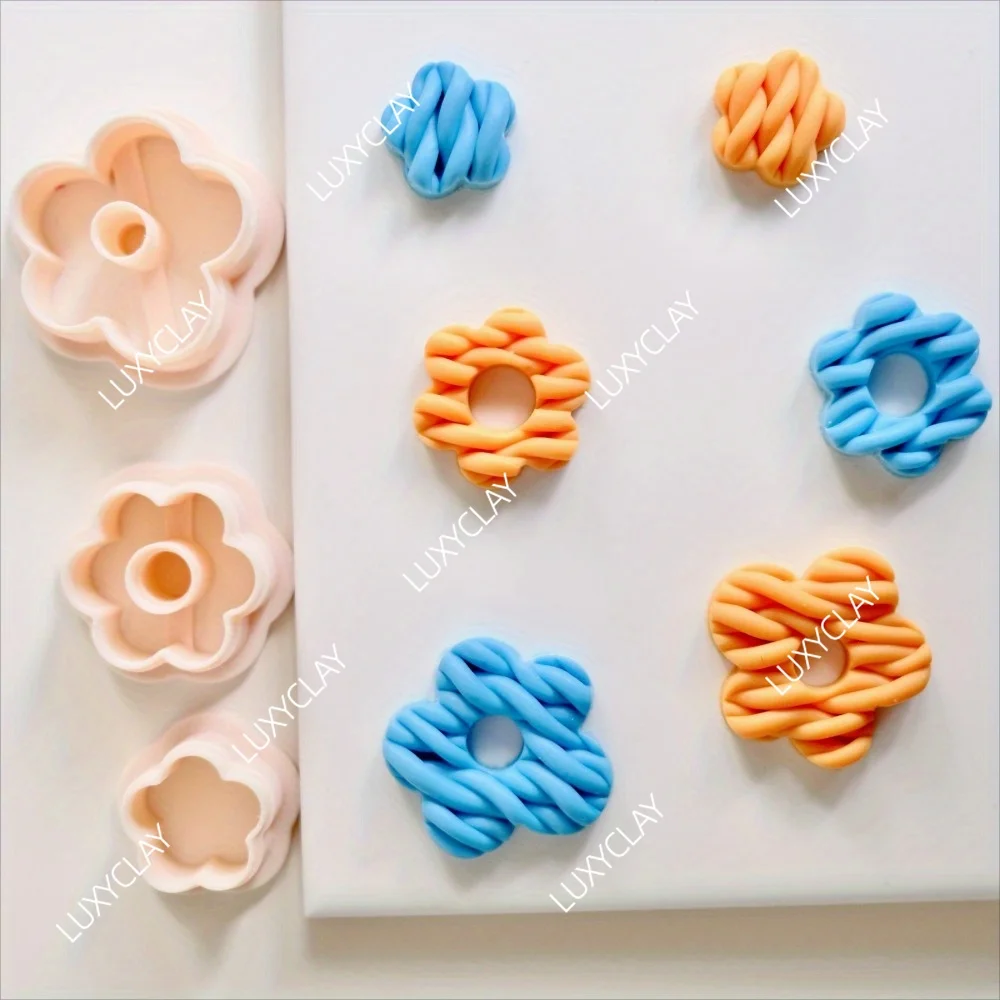 3pcs/set Boho Chic Daisy Flower Polymer Clay Cutters - 3 Different Hollow Flower Shape Clay Molds for DIY Jewelry Earring Making