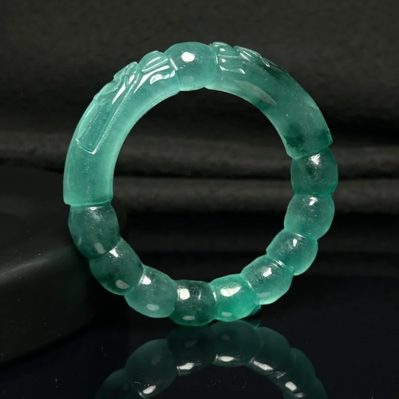 

Certified Natural Grade AAA Burmese Ice Green Jade jadeite Bracelets 57MM