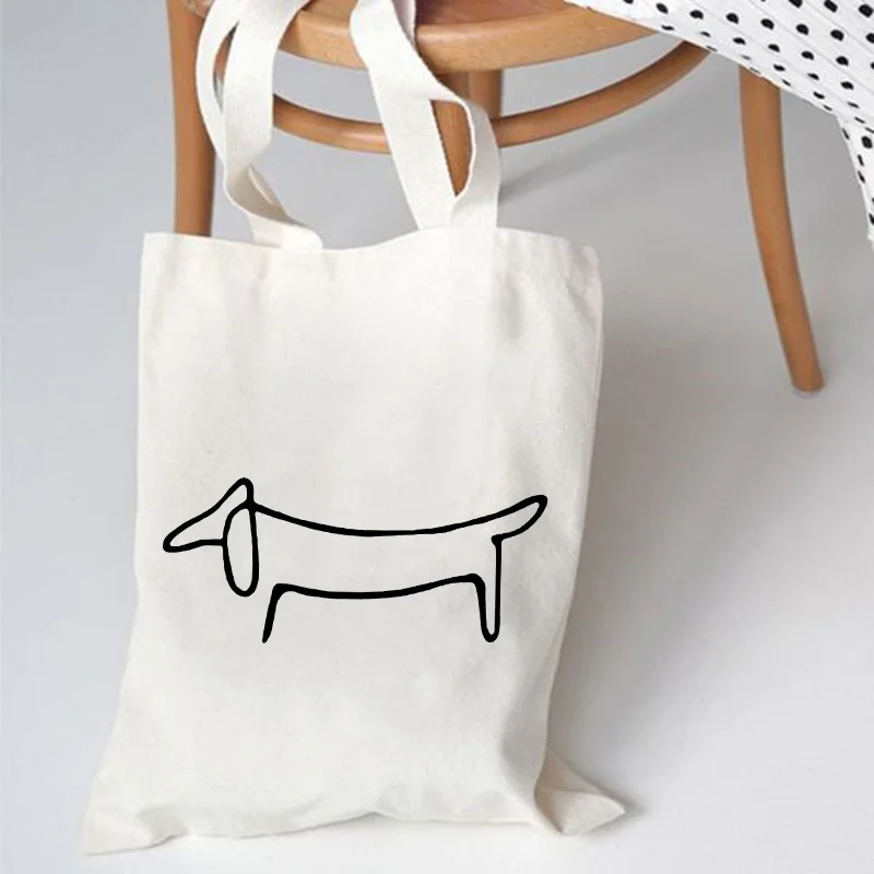 Dachshunds Print Canvas Bag Shopper Bags Harajuku Large Capacity Shopping Totes Women Bags Classic Vintage Shoulder Bag Handbags