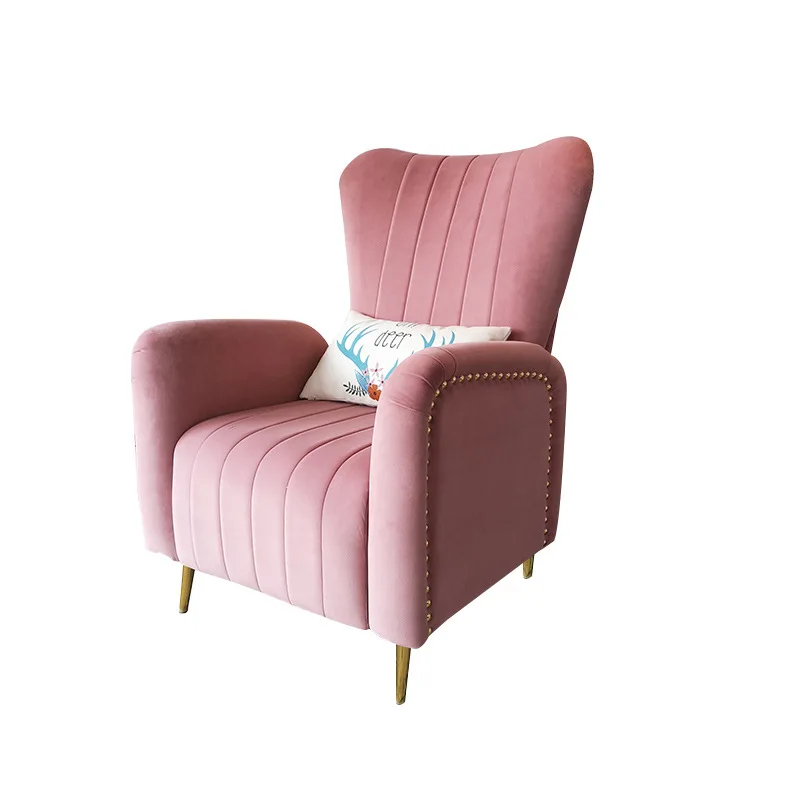 

American light luxury ins style simple velvet fabric sofa metal foot small apartment tiger chair single leisure chair