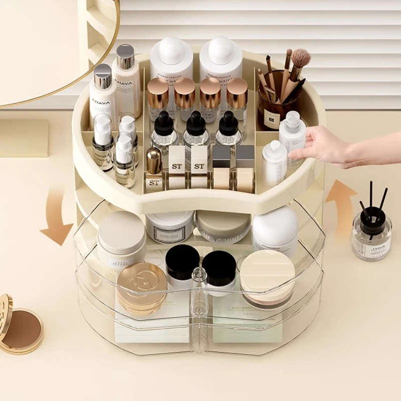 Home Table Large Capacity Cosmetics Organizing Makeup Storage Box Drawer Dustproof Table Lipstick Powder Storage Organizer Rack