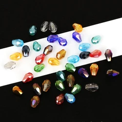 60/70PCS 8/10mm Crystal Tear Drop Shape Beads for Jewelry Making Waterdrop AB Glass Beads Loose Jewellery Beads DIY Bracelets