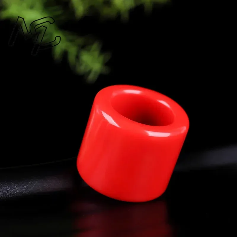 Natural jade vermelho anel coração meridiano budismo amuleto moda charme jóias mão esculpida artesanato presentes para homens 22mm tamanho