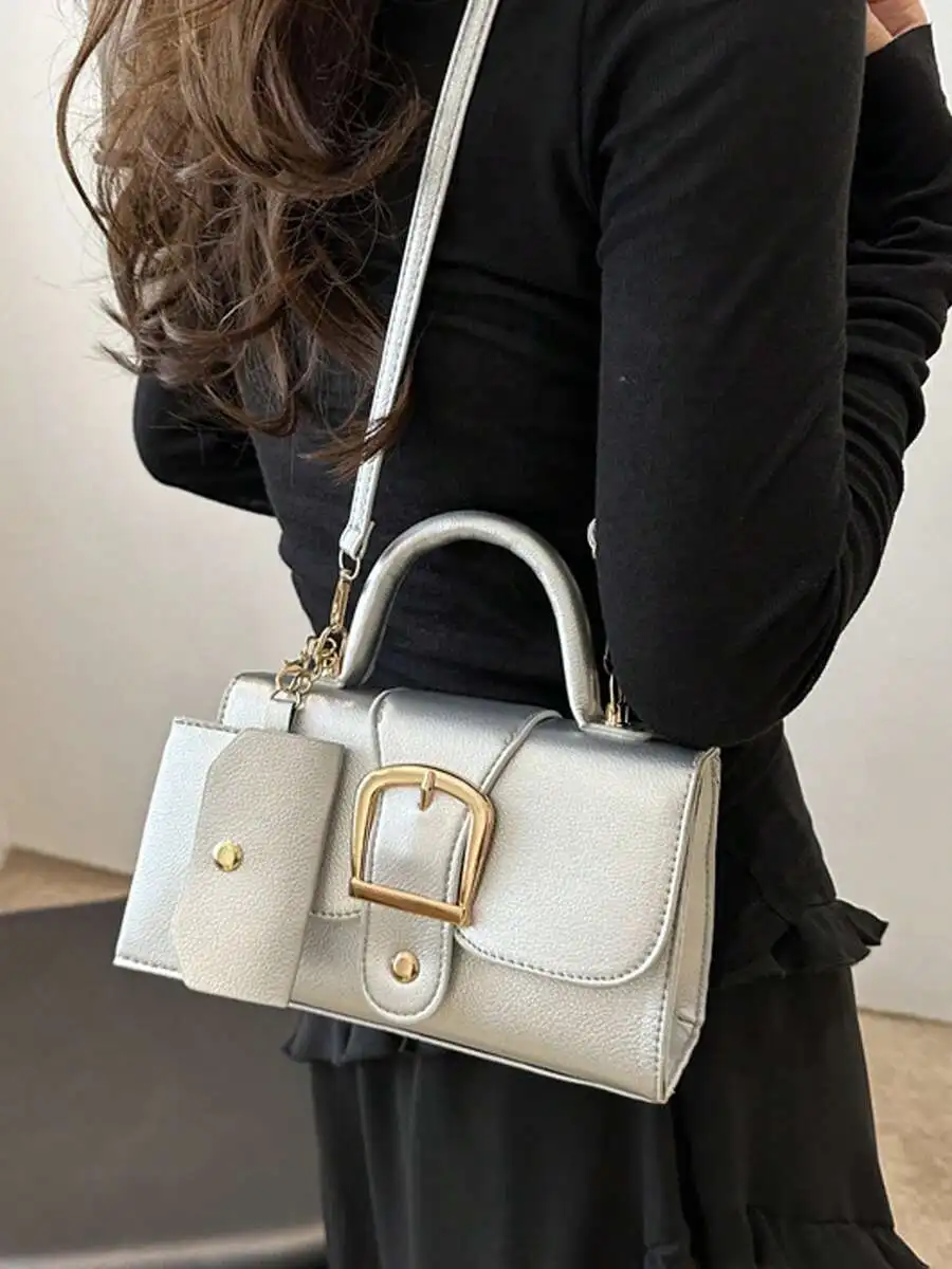 حقيبة كتف نسائية من جلد البولي يوريثان بإبزيم رفرف حقيبة كروس حقيبة يد عصرية رائعة وأنيقة مناسبة للاستخدام اليومي #3