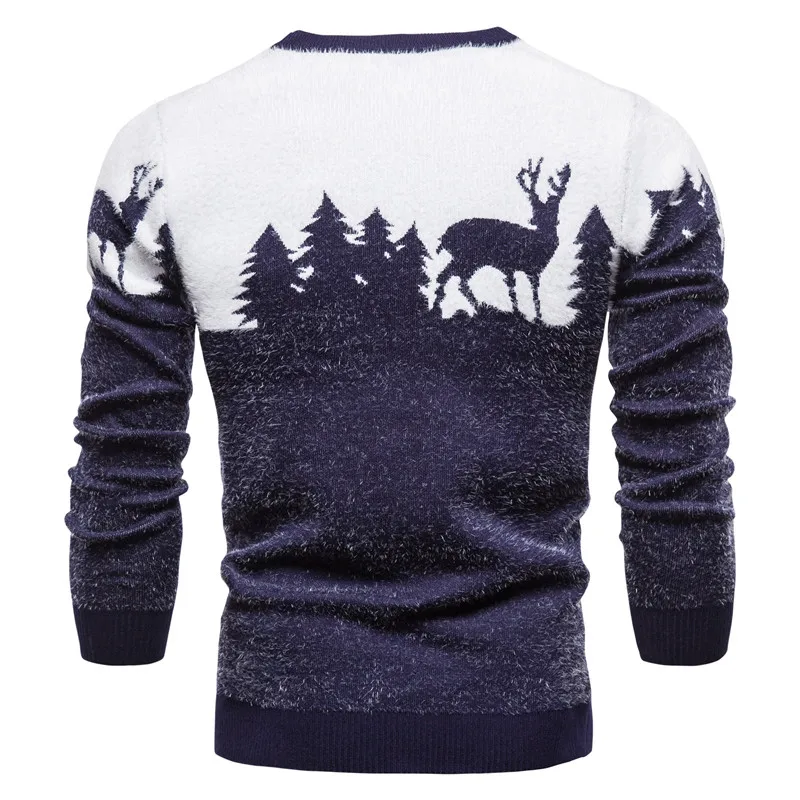 Weihnachten Pullover herren Strick Warme Verdicken Casual Winter Pullover Vintage Fleece Elch Pullover Rundhals Wolle Pullover Männer