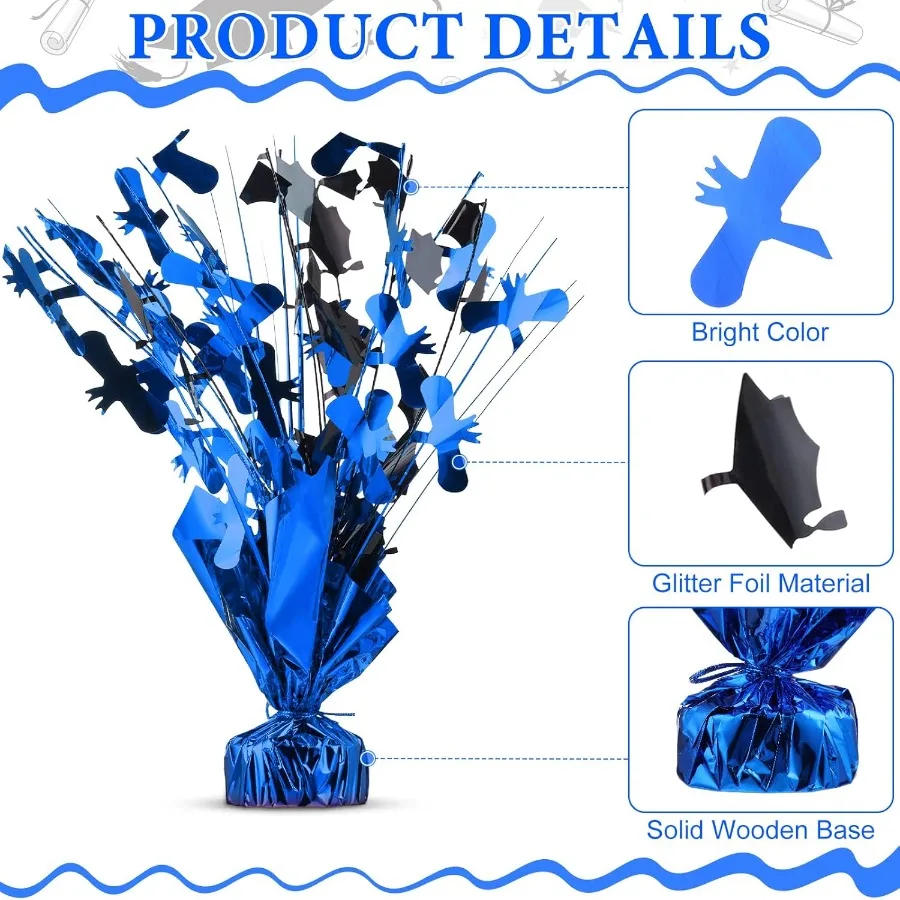 3 Stück Abschlusstisch-Mittelstücke, Abschlusstisch-Dekoration, glitzernde Folie, Absolventen-Mittelstücke für die Absolventenparty 2025, Abschlussfeier