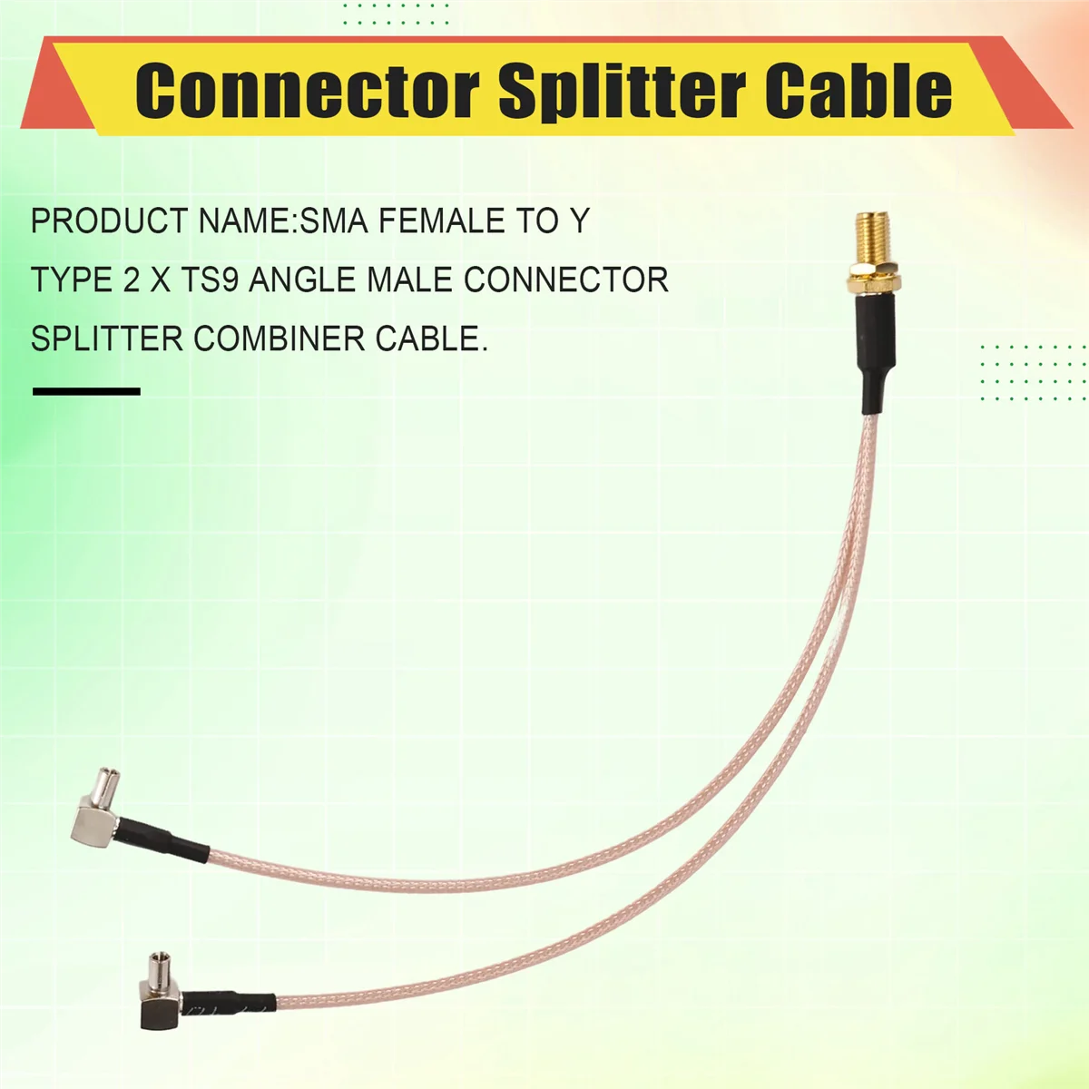 

Premium 8 inch SMA Female to Y type 2 X TS9 Angle Male Connector Splitter