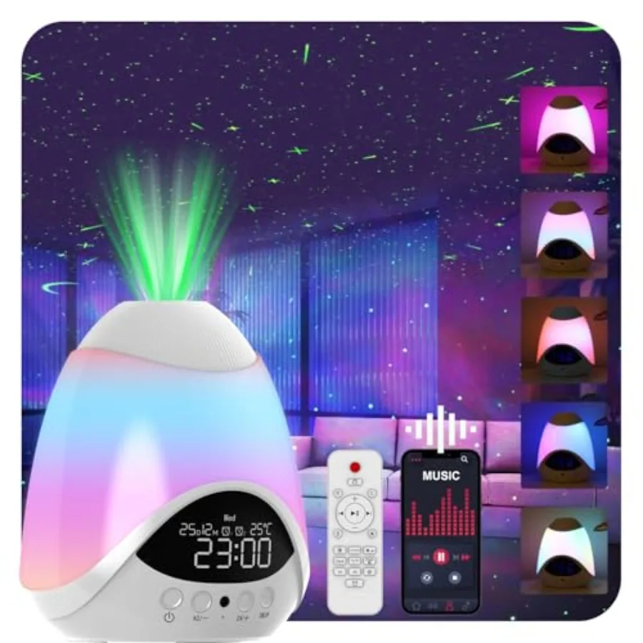 

Star Projector, Star Light Projector with Alarm Clock, Remote and Timer, Ambient Starry Lamp, Color Changing Night Light for Be