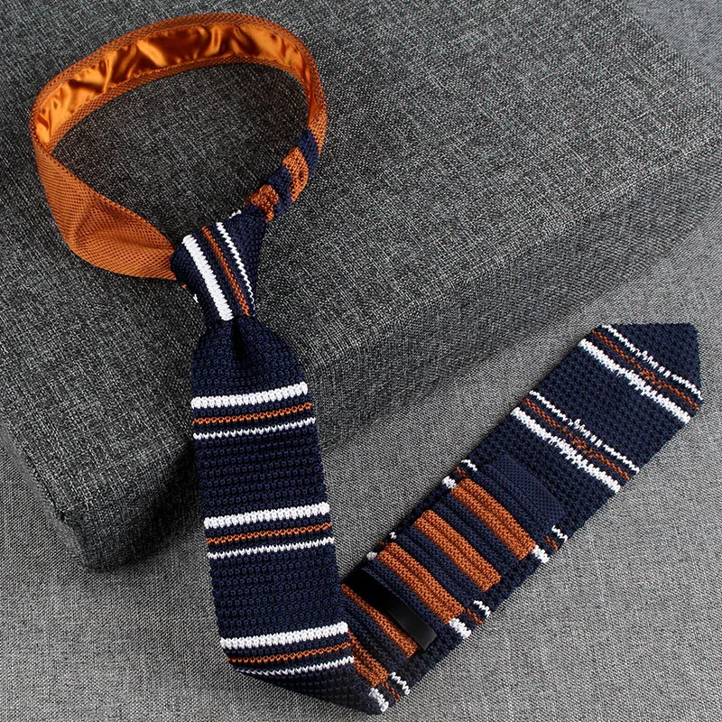 Handmade 7CM Knitted Wool Neckties Fashion British Casual Striped Ties For Men Women Green Long Cravat Neckwear Shirt Accessory