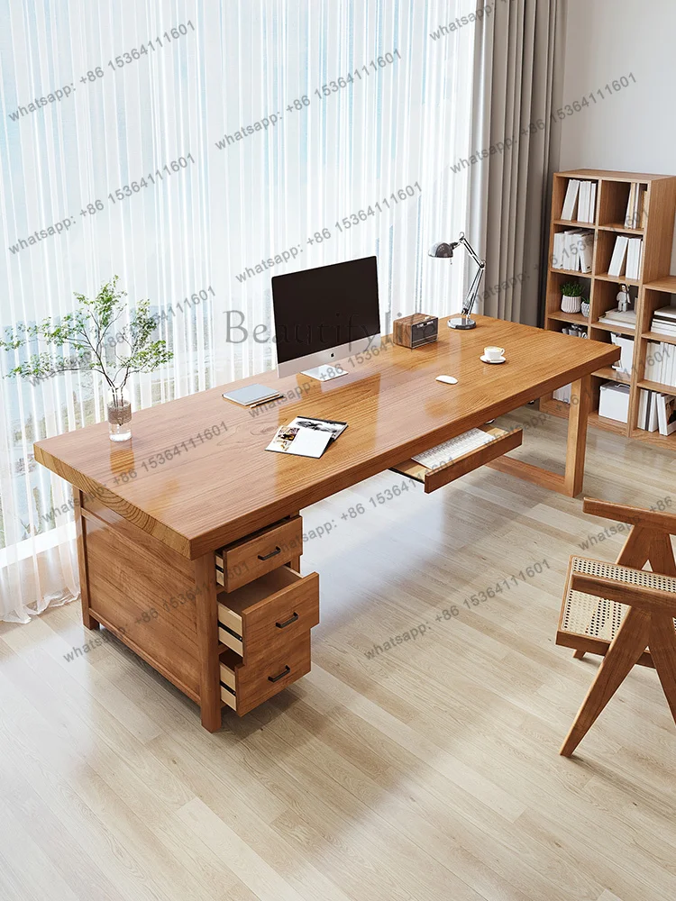 2025 new solid wood computer desk, study desk