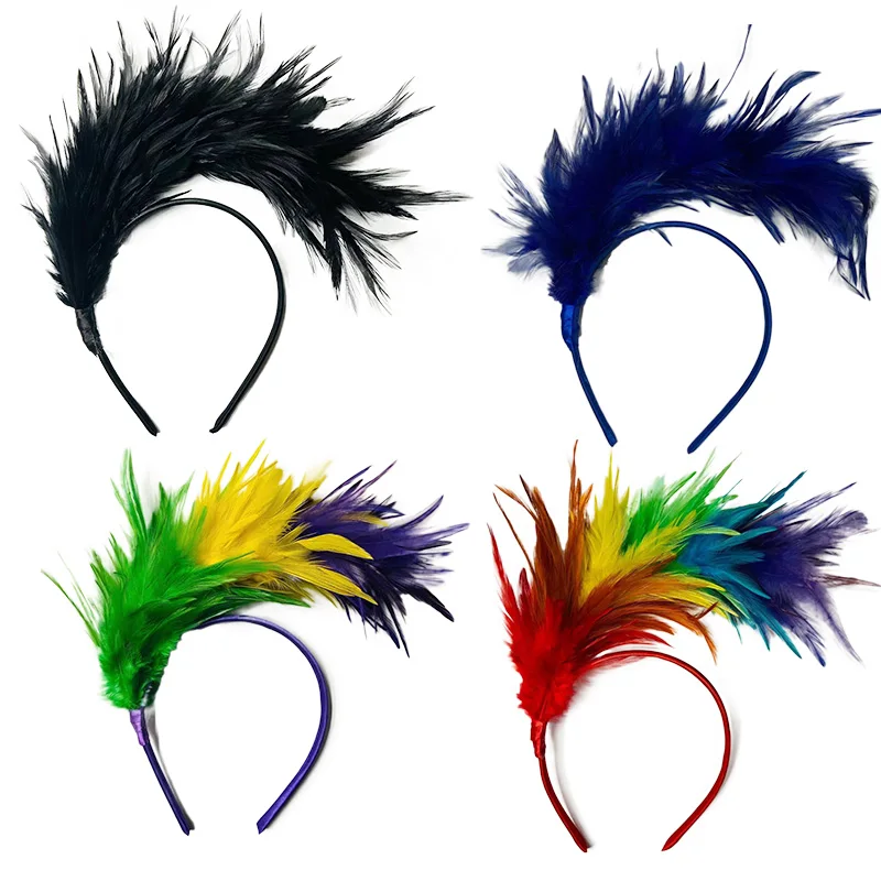 Vintage Feather Headband Women Fashion Hair Band Dance Party Hair Accessories Dance Stage Performance Holiday Carnival Decor