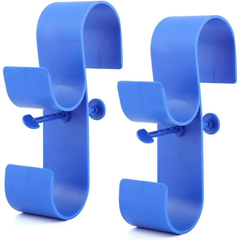 2Pcs Poolside Skimmer Net Holder Above Ground Pool Pole Hanger Hooks for Poles Leaf Rakes Brushes Storage Organizer No Drilling