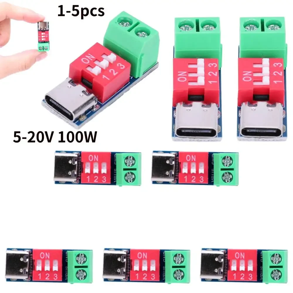 PD شحن سريع اختبار مجلس 5-20 فولت قابل للتعديل PD الزناد لوحة تركيبية USB نوع-C 100 واط الجهد موصل إمدادات الطاقة الملحقات #1