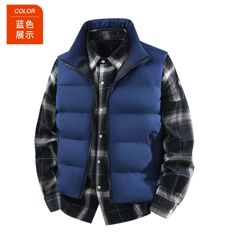 Lightweight Vest Jacket Men Autumn Winter Light Luxury Thick Warm Windproof Sleeveless Coat Man Casual Stand Collar Padded Vests