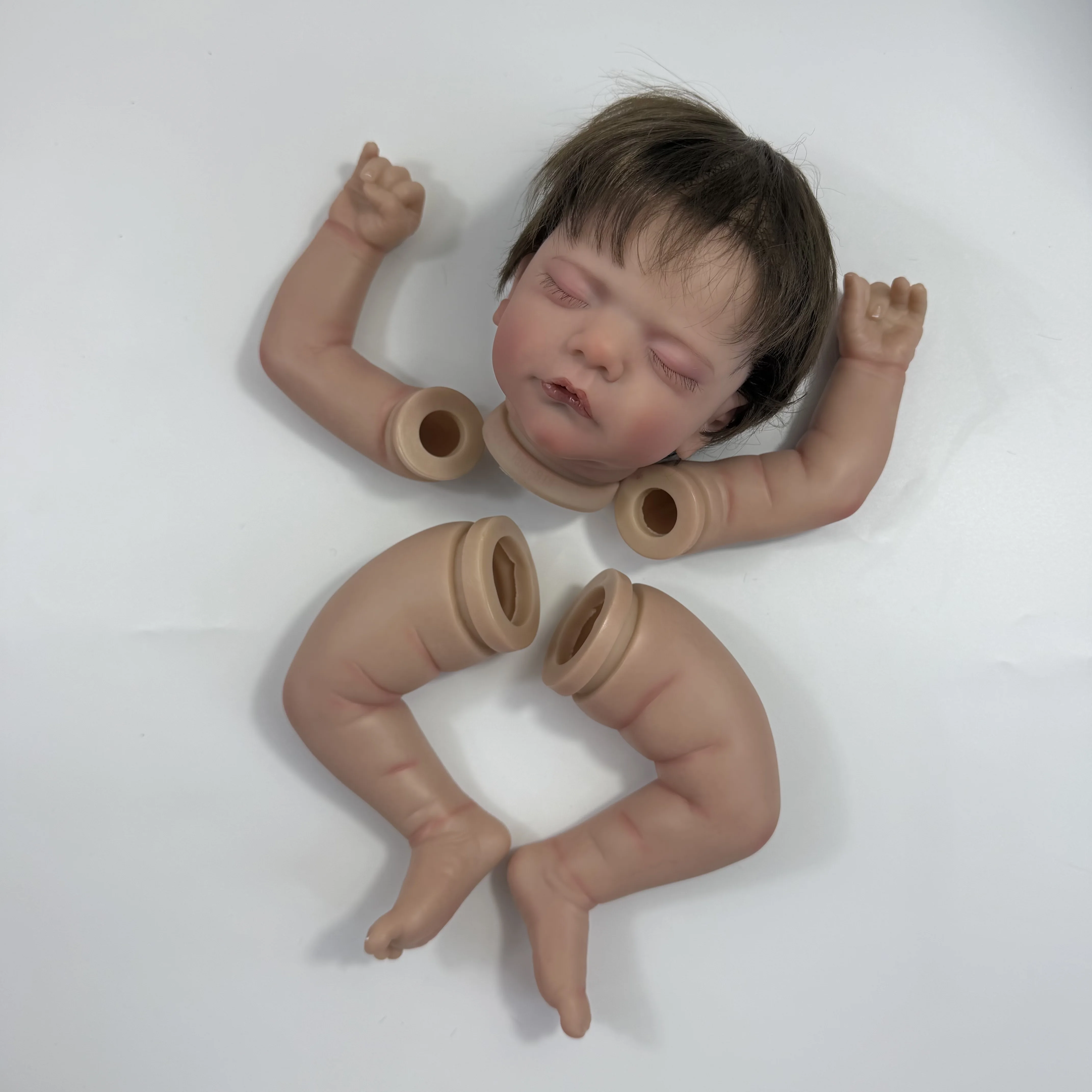 

19-дюймовый набор для создания куклы Реборн Сэм с 3D-раскрашенной кожей, имплантированными волосами и тканевым телом, несобранные детали для куклы Реборн, формы для самостоятельной сборки