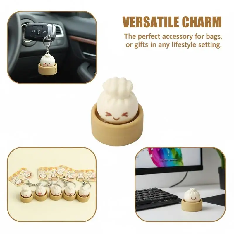 Steamed Bun Stress Relief Toy Mini Size Keychain Squeeze Fidget Gifts for Children Office Decompression Fun Handheld Decoration
