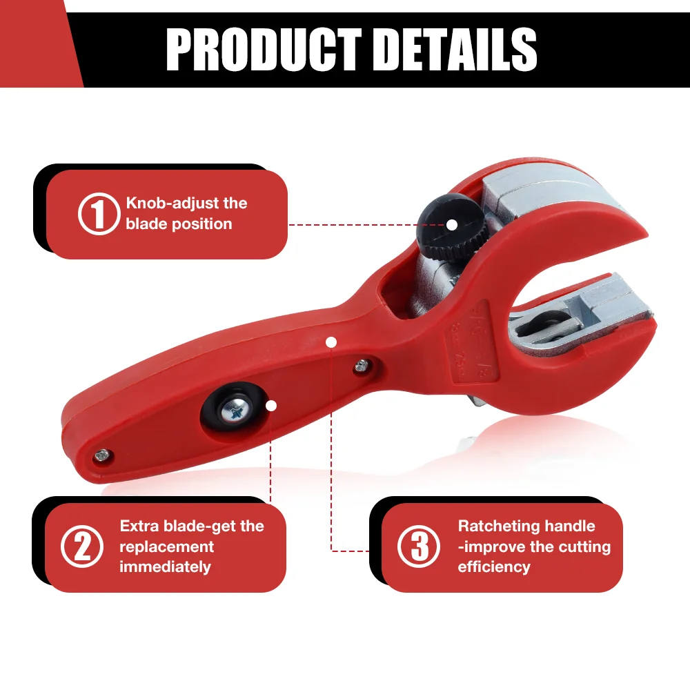 8-29mm Ratchet Tube Cutter, Multi-purpose Cutting Tools for Home Use, Copper Tube Cutter, Aluminum Tube Cutter, PVC Tube Cutter view 2