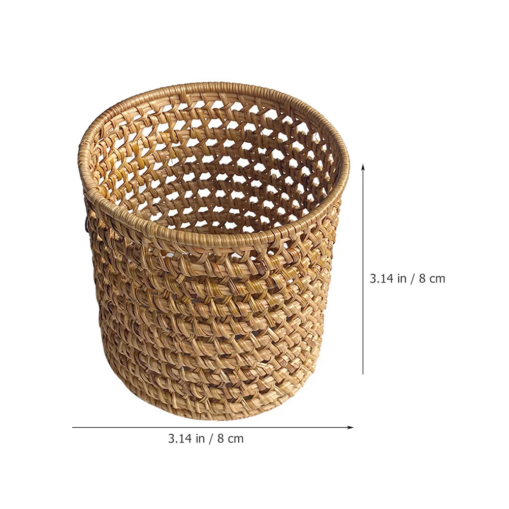 

Rattan Pencil Holder Desktop Organizer Woven Rustic Pen Cup Multipurpose Decorative Pen Storage Bucket Rattan Pencil Holder