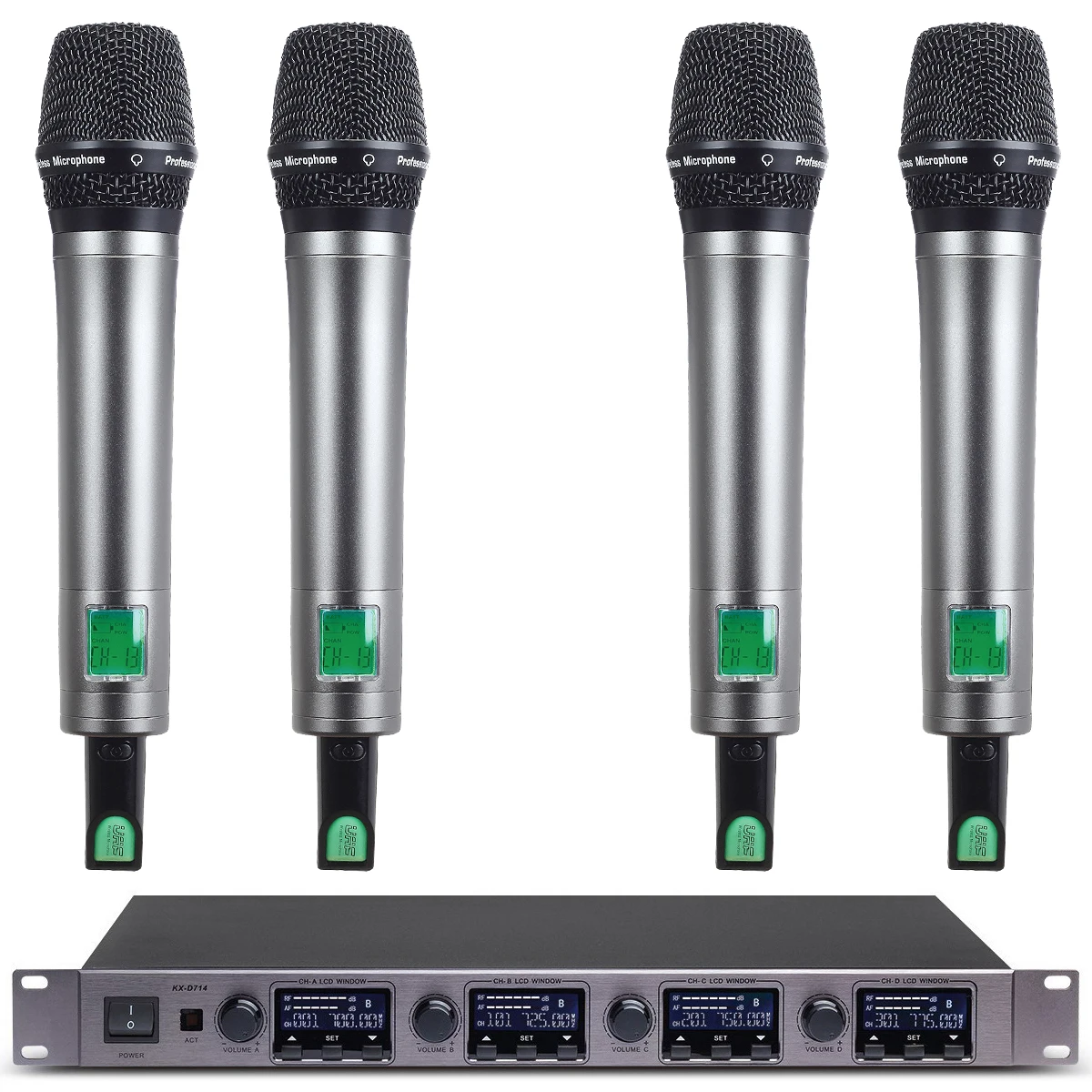 

Advanced 400 Channel Digital Wireless Microphone System 4 Handheld Transmitter Super Cardioid Handheld Stage Sing MiCWL G4-D965