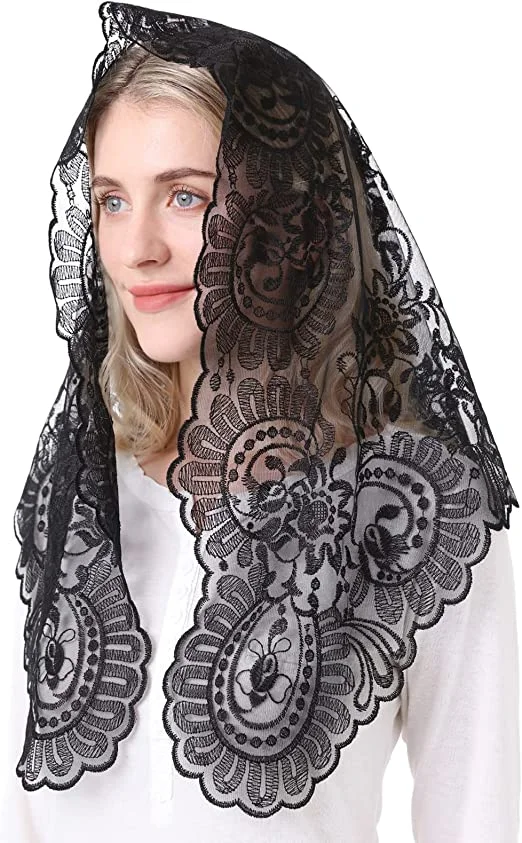 Spagnolo tradizionale anl pizzo Mantilla chiesa cattolica velo donne testa che copre velo di mussola