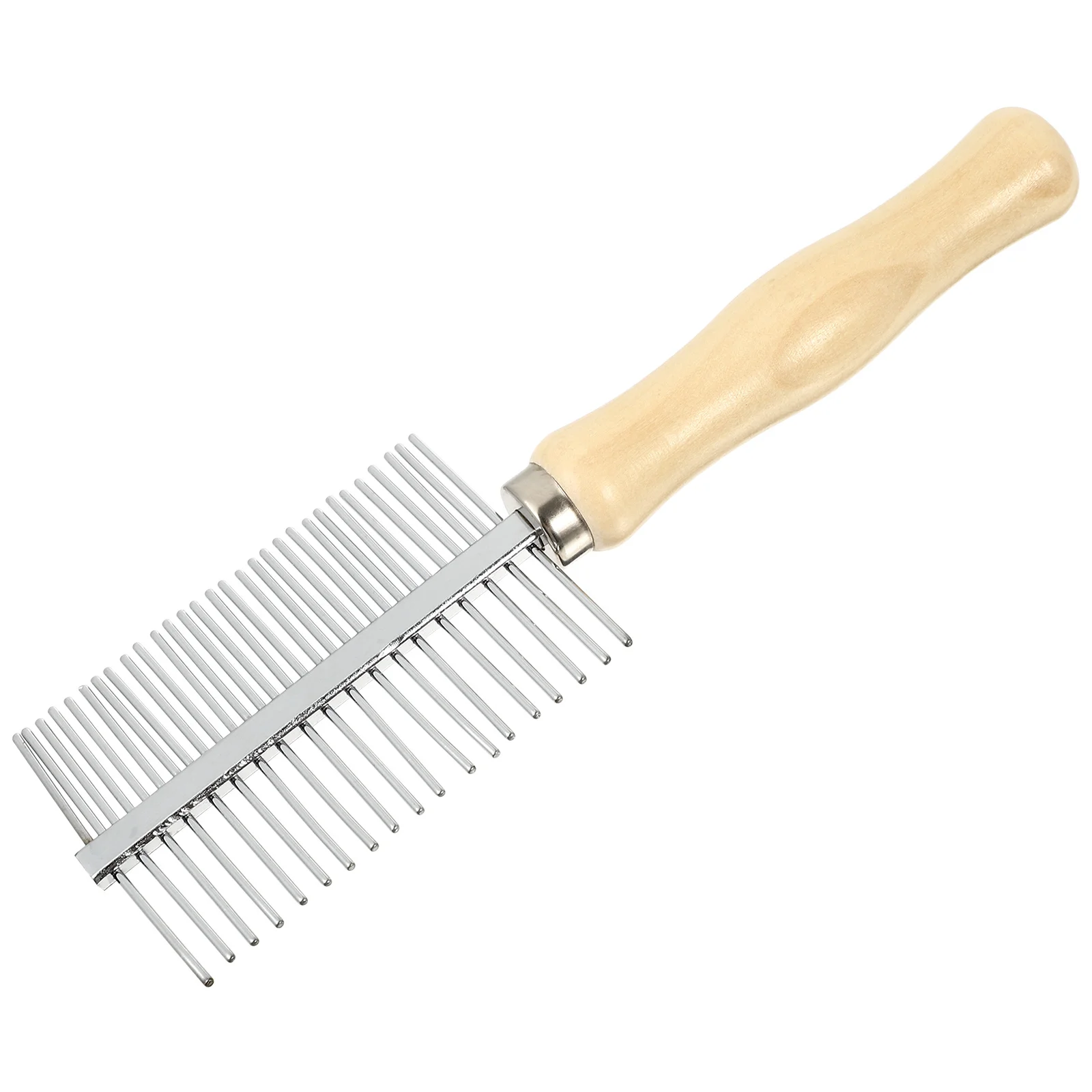 

Stainless Steel Pet Grooming Brush 17x52cm Double Sided Fine Toothed Normal Density Durable Wood Handle Comfortable Grip