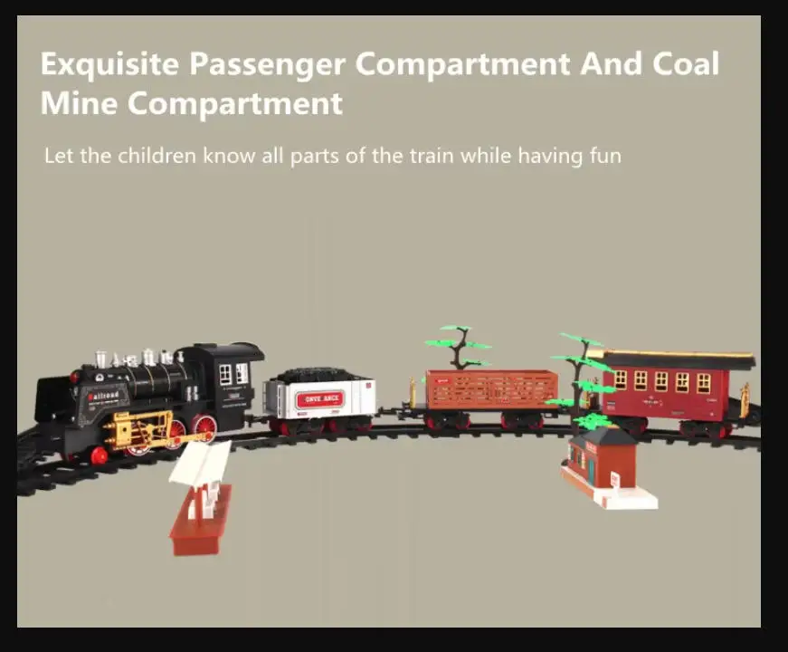 High Simulation Steam spray 2.4G RC Steam Train 666CM Large Track Railway DIY Assembly RC Train Sound Smoking Effect Train Track