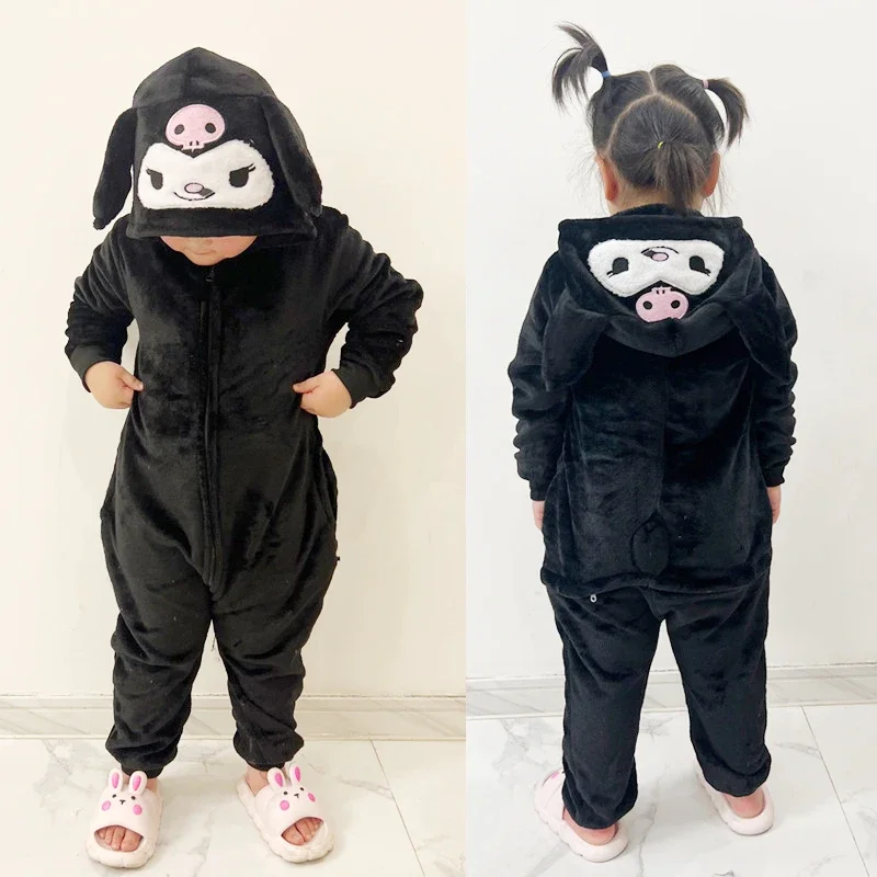 Children\'s Pajamas Kuromi Cosplay Costume for Kids Cartoon Kigurmi Girls Onesies Full Body Clothing Halloween Party Outfits