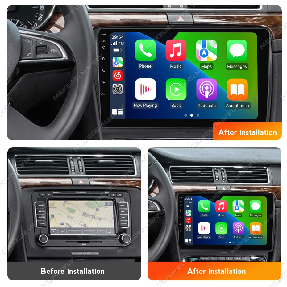 MEKEDE لسكودا سوبيرب 2 B6 2008-2015 10 ''راديو السيارة CarPlay نظام تحديد المواقع والملاحة مشغلات الوسائط المتعددة المركزية أنظمة السيارات الذكية #2