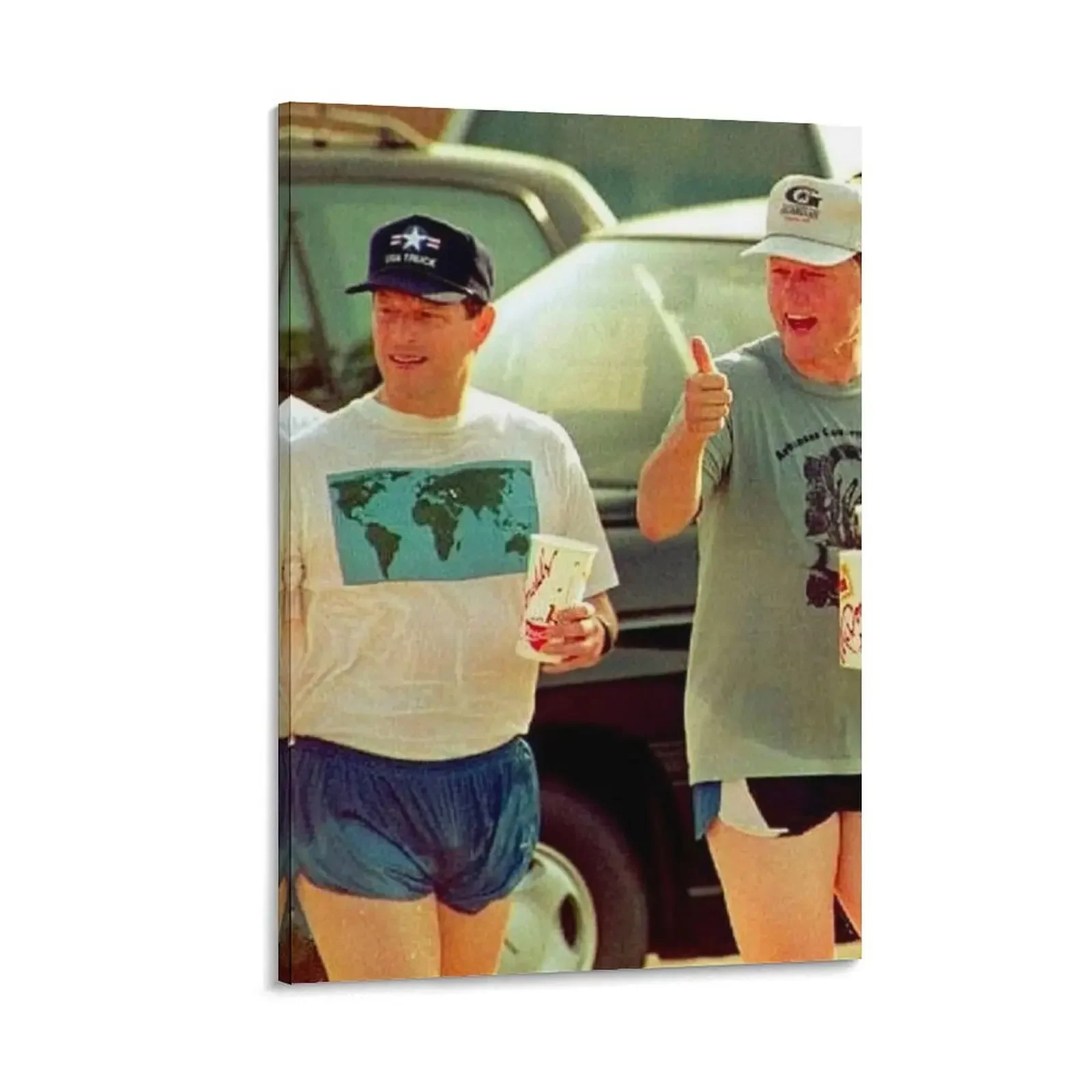 

Al Gore and Bill Clinton in short shorts, 1992. Canvas Painting wall decor Paintings on the wall