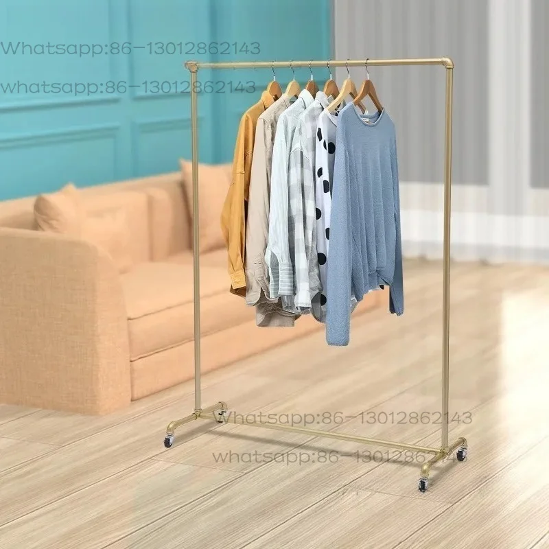 ‎Floor Standing Galvanized Pipe Clothing Rack with Wheels  Coat Rack for Family Clothes Display